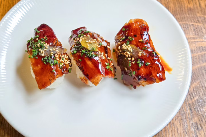 Brigade du Tigre roast pork sushi, Paris, France